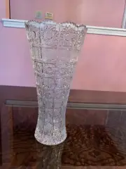 Gorgeous Czech Bohemian Hand Cut Crystal Glass Vase - Brand New!