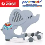Grey Elephant Teething Toy Dummy Clip Soother Chain Teether Shower Gift Z1