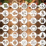 30 Pieces Christmas Cookie Stencils Templates Decorations Christmas Coffee Ba...