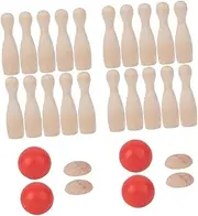 BRIGHTFUFU Door/Outdoor Boys and Girls Bowling Set 2 in 1 Wooden Bowling Toys Develop Motor Skills Safe Fun Playset
