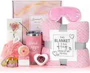 HN HAIINAA Birthday Gifts for Women Self Care Get Well Soon Relaxing Spa Gift Basket Care Package with Luxury Flannel Blanket, Unique Mothers Day Gift for Mom Her Friend Sister Wife Teacher Nurse