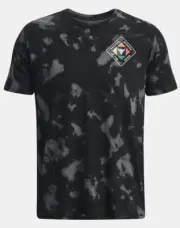 UNDER ARMOUR X PROJECT ROCK T-SHIRT HWIR PRINTED TEE S/S BLK/GRY SHIRT - SMALL