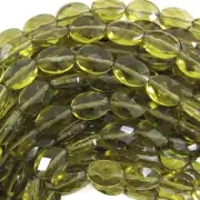 14mm faceted light brown quartz flat oval beads 15.5" strand S1