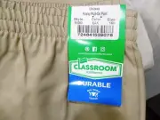 Classroom Uniforms Boys Size 16H Elastic WAIST Khaki Flat Front Cotton Pants