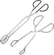 HOLIDYOYO 2pcs Stainless Steel Food Tongs BBQ Clips Salad Serving Tool Multi Functional Kitchen Food Clip for Cooking Buffet Grilling Use