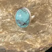 Native Spiderweb Navajo Sterling Silver Blue Turquoise Ring Size 6.5 11440