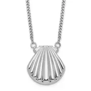 Sterling Silver Rhodium-Plated Seashell 15mm Locket Necklace