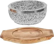 ULTECHNOVO 1 Set Korean Cuisine Stone Bowl No Coating Bibimbap Bowl with Base for Soups and Stews Natural Stone Pot for Daily Use and Gifting