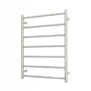 Radiant RTR01 Round Bar Heated Towel Rail - 600 x 800mm - Brushed Satin Stainless Steel - Bottom Left/Top Right Wiring