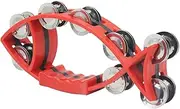 Double Row Tamborine Fish Shape Tambourines for Adults Held Percussion, for Music Teaching, Music Lessons Metal Jingles Hand Drum(Red)