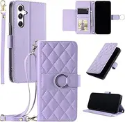 [Asuwish] Mobile Phone Case for Samsung Galaxy S24 Plus S24+ 5G, Case with Strap, Film, Protective Film, Card Slot, Foldable, Leather Wallet, Stand, S24plus 24S, S 24 + 24+, Mobile Phone Case, Purple