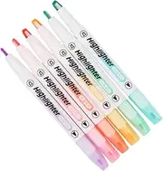 MINAOLULUS 6Pcs Double Ended Highlighter Pens Vibrant Colors Chisel and Fine Tips Comfortable Grip for Reduced Hand Fatigue for Students and Professionals