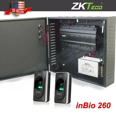 ZKTeco inbio 260 Access Control kit 2 Door + biometric readers zk, TCPIP RS485.