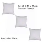3 Cushion Inserts 45 cm x 45 cm Australian Made Lofty Fibre Thicker Casing New