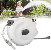 Retractable Hose Pipe Wall Mounted, 40+2m Auto Garden Hose Reel, 180°Swivel, Auto Lock & Rewind, Garden Hose Reels Set for Garden Watering, Car Wash, Floor Flush 15+1M