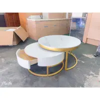 在飛比找蝦皮購物優惠-非凡二手家具【全館自取價】庫存品 岩板雙圓桌收納茶几*岩板茶