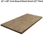 12" x 36" Cork Board Sheet Stock 1/2" Thick Insulation Semi Rigid Dark Brown