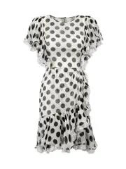 White Silk Polkadot Mini Dress