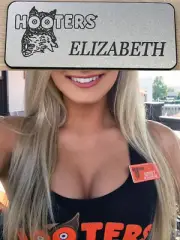 ~NEW~ ELIZABETH HOOTERS Girl Uniform Collectible Pin Badge Tag SILVER NAME TAG