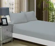 Super Soft Fitted Sheet & Pillowcase Set - Single Size Bed - Silver