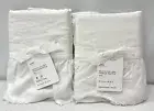 NEW Pottery Barn Belgian Flax Linen Fringe Ruffle EURO Shams~SET OF 2~White