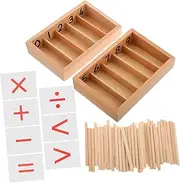 YARNOW Interactive Toys for Boys and Girls Wooden Math Counting Tools Spindle Set for Early Learning and Spatial Awareness