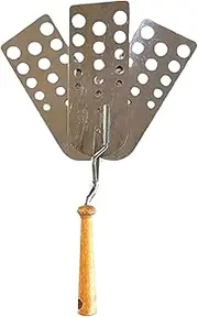 Stainless Steel Spatula, Grill Spatula, Retro Style Slotted Turner, Heat Resistant Wooden Handle, Kitchen Utensil for Egg, Cake, Fish, Steak, 11.75x2.5 Inches, 136g, 1 Piece