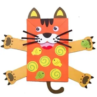大動物紙袋手偶玩具紙偶創意手工diy粘貼材料親子幼兒園角色表演