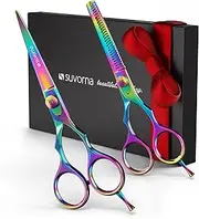 Suvorna 5.5" Hair Cutting Scissors Professional with Thinning Shears for Hair Cutting, Right Hand Professional Hair Scissors, Barber Shears Set, Hair Shears Professional, 2 piece Hair Cutting Shears.