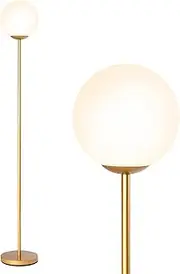 Costway LED Floor Lamp, Globe Lamp Cover Floor Lamp with Acrylic Lampshade, Mid Century Modern Standing Lamp, Tall Pole Light for Living Room, Bedroom & Office, Bright Gold