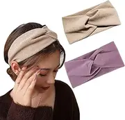 Women Headbands Hair Bands Turban Headwraps,2Pcs Women Headwraps Headbands Non Slip Twist Hair Bands,Women Wide Knotted Hairbands Turbans Non Slip Head Wraps,Women Headband Stretchy Head Wraps