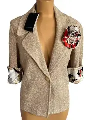 NWT ST. JOHN Knits Camel Melange High Twist Knit Jacket Blazer sz 10 $1390