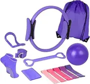 13Pcs Pilates Ring Circle Set,Yoga Ring with Storage Bag,Abdomen Pilates Equipment,Resistance Bands for Thigh Exercise,Sports