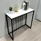 Non-porous Glossy Sintered Stone Console Table Hallway Storage Table Black Frame