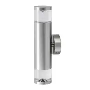 PHARE Pillar Light Up/Down GU10 Titanium IP65 Round Back Plate Anti-Glare 2 Glas
