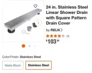 RELN 24-Inch Linear Shower Drain with Tile Insert Grate Professional Brushed 304