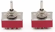 KLVN MTS-402 Red AC 250V 2A 125V 5A 12Pins 2Position 4PDT ON/ON Switch Mayitr Electrical Supplies Durable Mini MTS402 Toggle Switch(MTS-402)