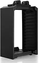 TNP PS4 Stand + Controller Charger + Game Storage Organizer - Vertical Dock Charge Charging Station for DualShock Controller, Bluray Game Case Storage Holder Tower 4-in-1 Accessories [Playstation 4]