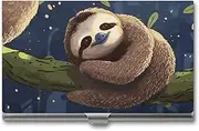 [LKHDS] Slim Aluminum Alloy Business Card Holder Sloth Lazy Pocket Business Card Case Portable Business Card Wallet Business Card Holders Handheld Card Box for Women Men, style, One size, Style, One