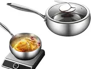 Wok Pan, Deep Frying Pan, Titanium Coating, Quick Heating, Rust Proof, Home Commercial Camping Use, 24-28cm, 1 Piece, 24cm Single Handle with Lid, 26cm Single Handle with Lid,
