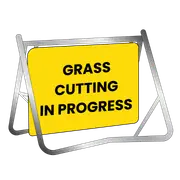 Swing Stand & Sign - Grass Cutting In Progress - 900x600mm