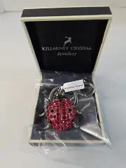 Killarney Crystal Ladybug Keychain White Enamel Made in Ireland QVC NEW NWT Box