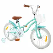 Costway 36cm Bike Training Bicycle w/Detachable Training Wheels & Adjustable Saddle Boys Girls Balance Bike Green