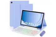 Samsung Galaxy Tab A9+ 11 inch 2023 Keyboard Case Detachable Color Backlit Bluetooth Keyboard & Mouse-Purple