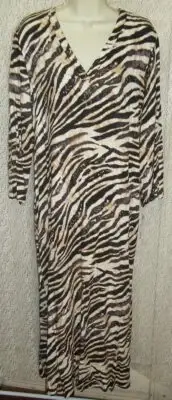 Natori Small S Long Woven Caftan/Muu/Lounger Long Sleeve Matte Animal Print NWT