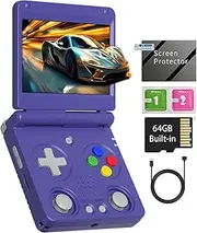 RG34XXSP Retro Handheld Game Console RG34XX SP Retro Gaming Console with 64G Preloaded Games,3300 mAh Battey,3.4 inch Screen Portable Pocket Arcade Support 30+ Simulators 5G WiFi Bluetooth HD Indigo