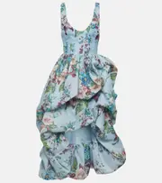 [Zimmermann] Zimmermann Matchmaker floral linen and silk midi dress AU 10 multicoloured