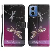 For Motorola Moto G24 4G Leather Case Pattern Printing Cross Texture Phone Wallet Cover
