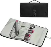 Multi Functional Hair Tools Travel Bag Organizer with Hook, Hanging Curling Iron Storage Pouch Cover, Large Capacity Collapsible Flat Iron Case Sleeve for Blow Dryers Brushes, Black, 14*8.3*2
