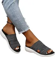 [OMIREL] Wedges Shoes for Women Sandals Open Toe with Comfortable Orthopedic Sandals Women Flip Flops Washable Slingback Orthopedic Slide Sport Sandals-Mesh Upper Shoes,Gray,US8/EU39